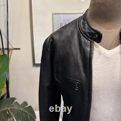 Men's J. CREW S Black Leather Stockton Café Racer Motorcycle Biker Jacket