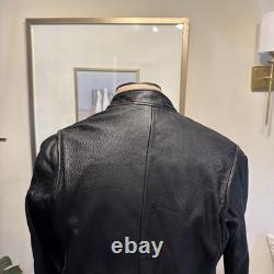 Men's J. CREW S Black Leather Stockton Café Racer Motorcycle Biker Jacket