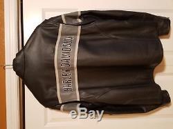 Men's Leather Harley Davidson Jacket Black and Gray Race XL