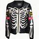 Men's Leather Jacket Motorcycle Skeleton Biker Genuine Cow Leather Used