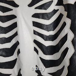 Men's Leather Jacket Motorcycle Skeleton Biker Genuine Cow Leather Used