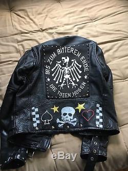 Men's Leather Motorcycle Jacket Cafe Racer Punk Rock Metal Goth Biker