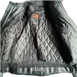 Men's Leather Motorcycle Jacket M 40 Black Cowhide Zip-out Liner Lace Sides NWOT