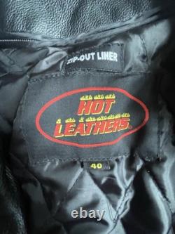 Men's Leather Motorcycle Jacket M 40 Black Cowhide Zip-out Liner Lace Sides NWOT