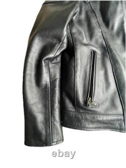 Men's Leather Motorcycle Jacket M 40 Black Cowhide Zip-out Liner Lace Sides NWOT