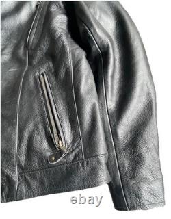 Men's Leather Motorcycle Jacket M 40 Black Cowhide Zip-out Liner Lace Sides NWOT