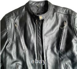 Men's Leather Motorcycle Jacket M 40 Black Cowhide Zip-out Liner Lace Sides NWOT