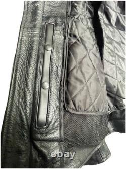 Men's Leather Motorcycle Jacket M 40 Black Cowhide Zip-out Liner Lace Sides NWOT