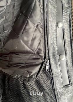 Men's Leather Motorcycle Jacket M 40 Black Cowhide Zip-out Liner Lace Sides NWOT