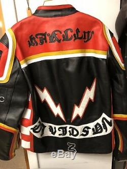 Men's Leather Motorcycle Racing Custom Jacket Harley Davidson & Marlboro Man