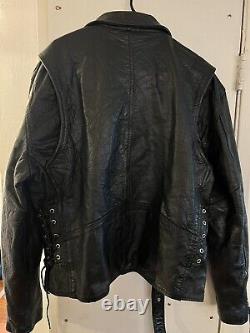 Men's Leather king Jacket Biker Jacket Size 46 Vtg Nice