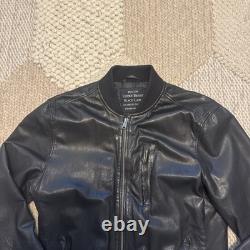 Men's Lucky Brand Black Label S Cafe Racer Leather Bomber Motorcycle Jacket