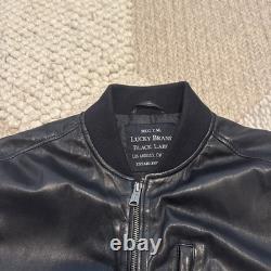 Men's Lucky Brand Black Label S Cafe Racer Leather Bomber Motorcycle Jacket