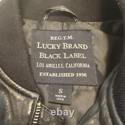 Men's Lucky Brand Black Label S Cafe Racer Leather Bomber Motorcycle Jacket