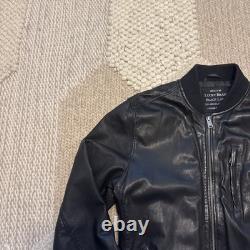 Men's Lucky Brand Black Label S Cafe Racer Leather Bomber Motorcycle Jacket