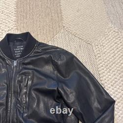 Men's Lucky Brand Black Label S Cafe Racer Leather Bomber Motorcycle Jacket