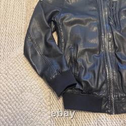 Men's Lucky Brand Black Label S Cafe Racer Leather Bomber Motorcycle Jacket