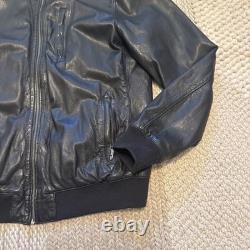 Men's Lucky Brand Black Label S Cafe Racer Leather Bomber Motorcycle Jacket