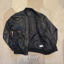 Men's Lucky Brand Black Label S Cafe Racer Leather Bomber Motorcycle Jacket