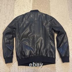 Men's Lucky Brand Black Label S Cafe Racer Leather Bomber Motorcycle Jacket