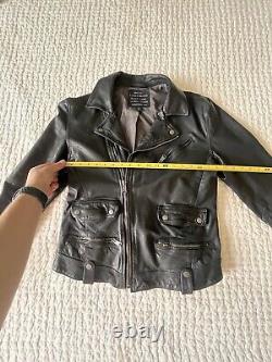 Men's Lucky Brand Titan Leather Motorcycle Biker Jacket Size MEDIUM slim fit