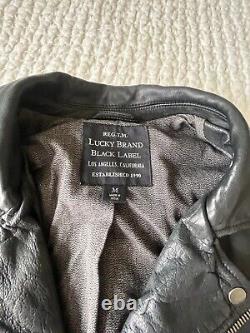 Men's Lucky Brand Titan Leather Motorcycle Biker Jacket Size MEDIUM slim fit