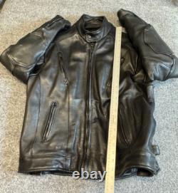 Men's Motorcycle Leather Jacket 48 Black Mesh Lined Full Zip Jacket