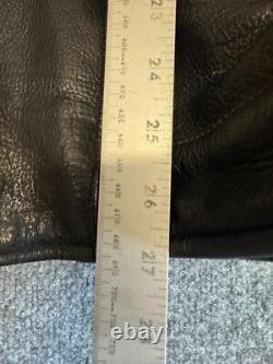 Men's Motorcycle Leather Jacket 48 Black Mesh Lined Full Zip Jacket