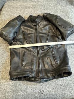 Men's Motorcycle Leather Jacket 48 Black Mesh Lined Full Zip Jacket
