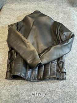 Men's Motorcycle Leather Jacket 48 Black Mesh Lined Full Zip Jacket