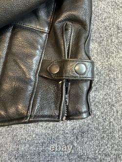 Men's Motorcycle Leather Jacket 48 Black Mesh Lined Full Zip Jacket