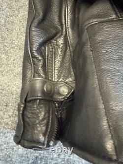 Men's Motorcycle Leather Jacket 48 Black Mesh Lined Full Zip Jacket