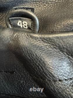 Men's Motorcycle Leather Jacket 48 Black Mesh Lined Full Zip Jacket