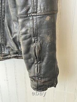Men's ProTech Leather Motorcycle Jacket Black Medium Vintage Harley Lovers Coat