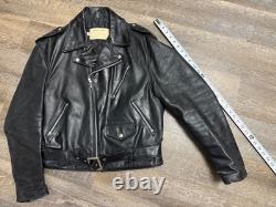 Men's Size 44 Vintage By Schott NYC Black Leather Motorcycle Jacket Wolverines