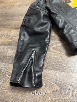 Men's Size 44 Vintage By Schott NYC Black Leather Motorcycle Jacket Wolverines