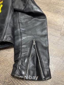 Men's Size 44 Vintage By Schott NYC Black Leather Motorcycle Jacket Wolverines