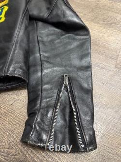 Men's Size 44 Vintage By Schott NYC Black Leather Motorcycle Jacket Wolverines