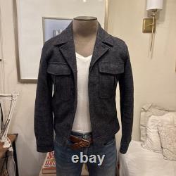 Men's THEORY XS Luxury Wool Military Motorcycle Jacket