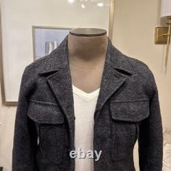 Men's THEORY XS Luxury Wool Military Motorcycle Jacket
