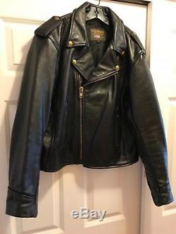 Men's Vanson Heavy Black Finished Leather Motorcycle Jacket USA Made Size 46 LG