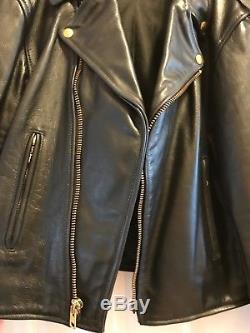 Men's Vanson Heavy Black Finished Leather Motorcycle Jacket USA Made Size 46 LG