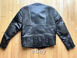 Men's Vintage Black BONUS Motorcycle Cafe Racer Biker Padded Leather Jacket 42