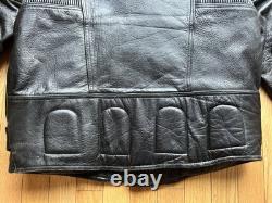 Men's Vintage Black BONUS Motorcycle Cafe Racer Biker Padded Leather Jacket 42