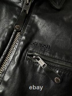 Men's Vintage Schott USA Motorcycle Black Leather Jacket Size S