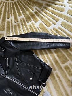 Men's Vintage Wilsons Thinsulate Zip-Up Black Leather Biker PUNK Jacket Medium