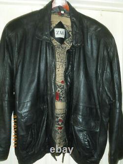 Men's ZAO Black Leather Jacket. Size 3XXXL