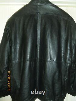 Men's ZAO Black Leather Jacket. Size 3XXXL