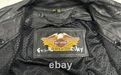 Mens 1995 Harley Davidson Bike Week Hand Painted Leather Motorcycle Jacket 42