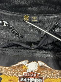 Mens 1995 Harley Davidson Bike Week Hand Painted Leather Motorcycle Jacket 42